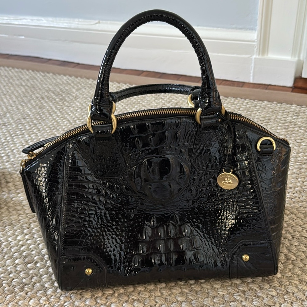 Black Embossed Brahmin Bag